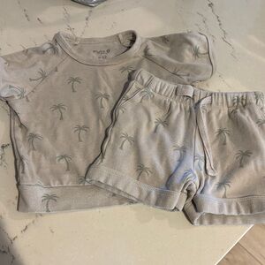 Kyte BABY Palm Tree Print Kids Set - Gray and Green